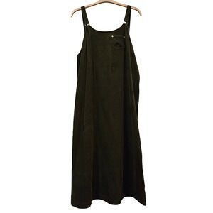 just blu olive green corduroy overall maxi dress cotton large y2k boho lagenlook